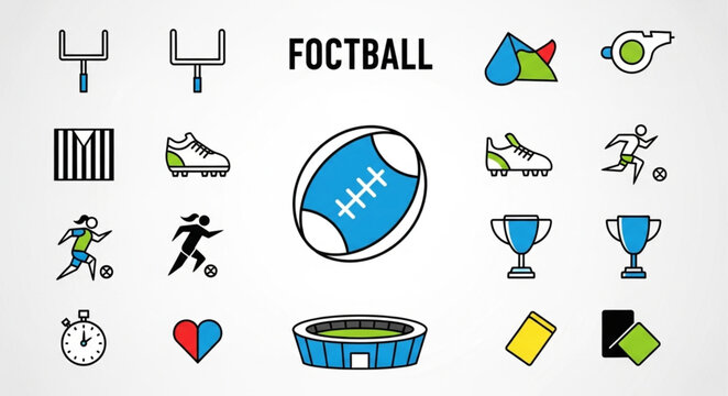 Collection of American Football Icons and Symbols.