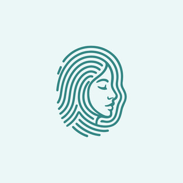 Fingerprint Woman Face Logo