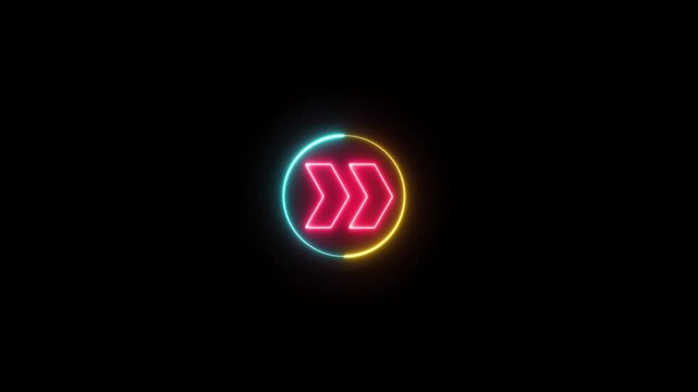 Glowing circle with blinking arrow animation.