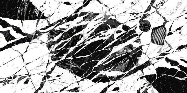 Monochrome artistic pattern design with fractured stone textures and geometric linear details in black and white abstract fractured monochrome geometric illustration minimalist contrast