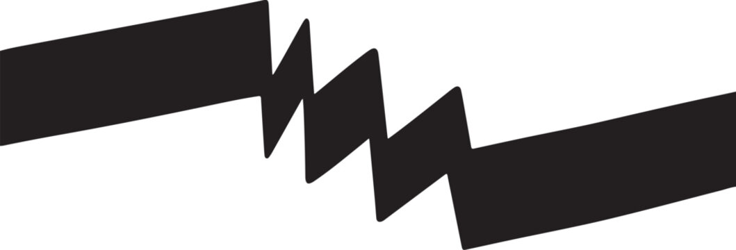Black zigzag line, broken line, fractured shape, abstract vector graphic