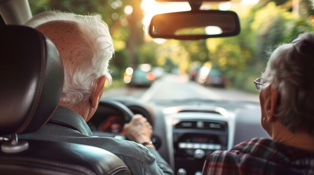 A caregiver driving an elderly person to a medical appointment, illustrating the responsibility of transportation and ensuring regular healthcare check-ups