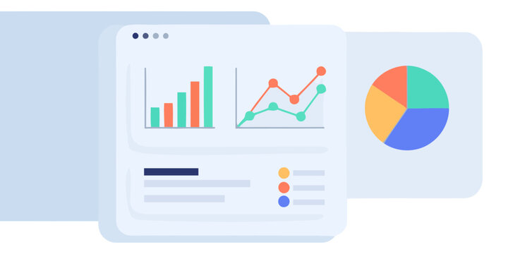 Dashboard concept with charts graphs and data visualization clean minimal vector illustration