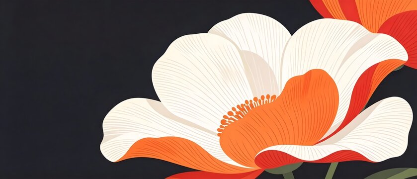 Illustration of a white and orange flower