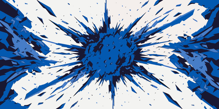 Abstract dynamic graphic with explosive blue shards and shattered fragments explosion abstract shattered fragment geometric wallpaper background structure composition particle