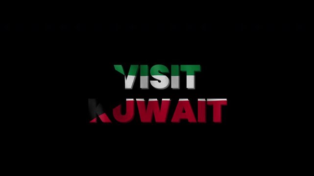 Visit Kuwait Tourism Title Animation With Grunge Flag Colors On Black