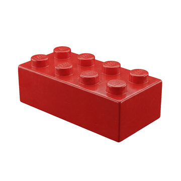 Classic red toy building block, isolated on a transparent background, perfect for creative and educational projects.