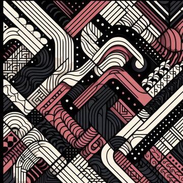 Luxury Minimalist Gorga Batak Tribal Mosaic Vector
