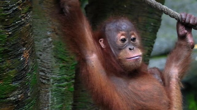 Portrait of the Baby Sumatran Orangutan 