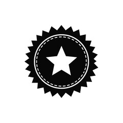 Fototapeta premium Black and white star badge with ribbon