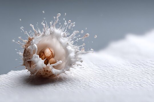 A fresh egg splash in clean background setting.