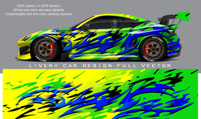 car livery graphic vector. abstract grunge background design for vehicle vinyl wrap and car branding © susi