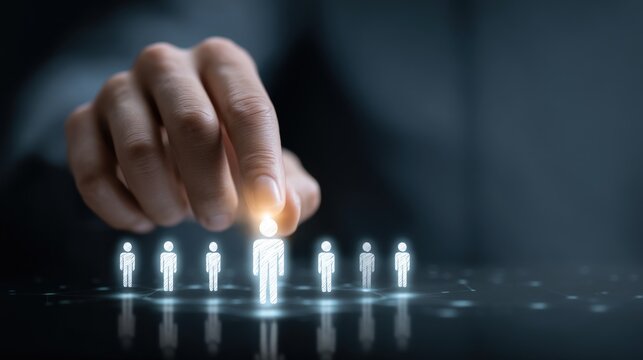 Human resources concept hand selecting a candidate