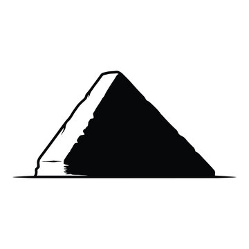 Black silhouette of an iceberg with reflection in water
