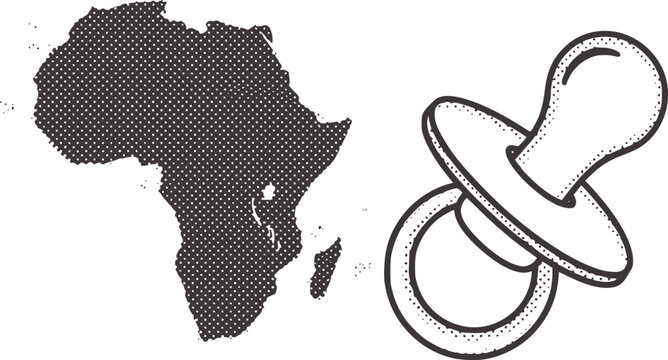 Africa continent map and baby pacifier