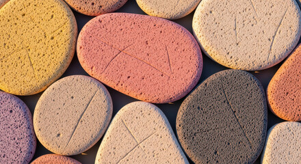 Naklejka premium Colorful Textured Pebbles in Close-Up View