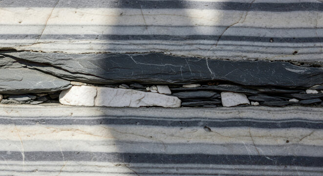 Close-Up of Cracked and Weathered Stone Pavement