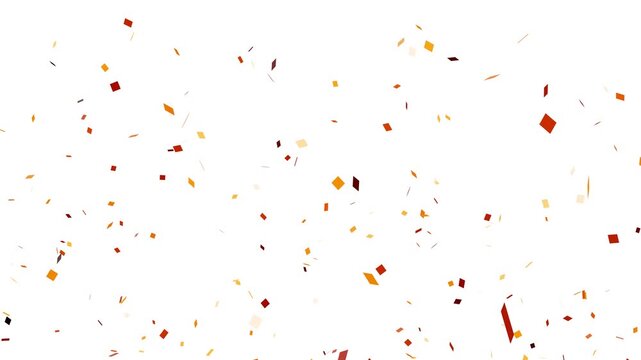 Colorful confetti bursts against a solid white background in this isolated 3D animation.