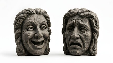 Obraz premium Classic Comedy and Tragedy Masks Depicting Joy and Sorrow