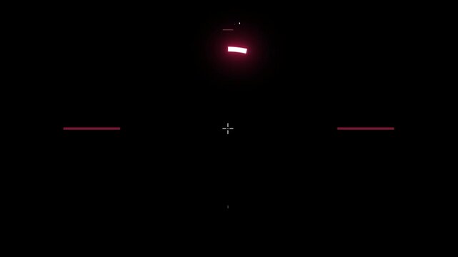 Futuristic red hud target crosshair reticle with glowing circular interface isolated on transparent background