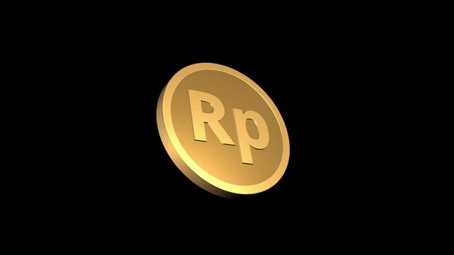 rupiah coin gold 3d 4k alpha