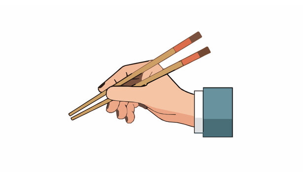 Flat hand holding chopsticks vector icon