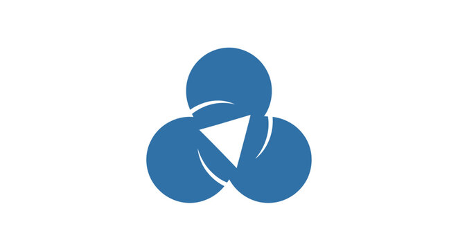 Abstract Blue Interlocking Circles Symbol.