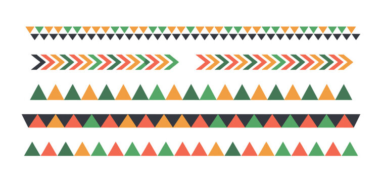 Mexican pattern line border featuring African ethnic motif Aztec triangular ornament stripe design cultural vector illustration isolated background
