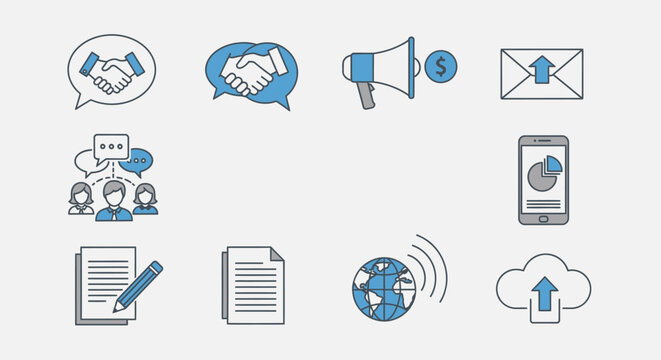 Communication and business icons set.