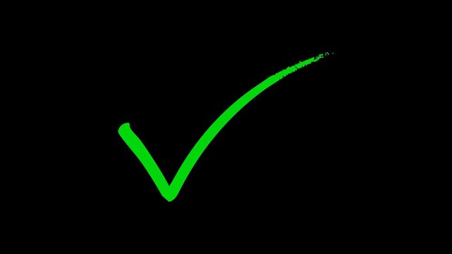 green right check mark icon black background. isolated tick mark or confirm icon animation. check mark sign, verify complete sign, approved, select tick, success, approved, yes icon signs