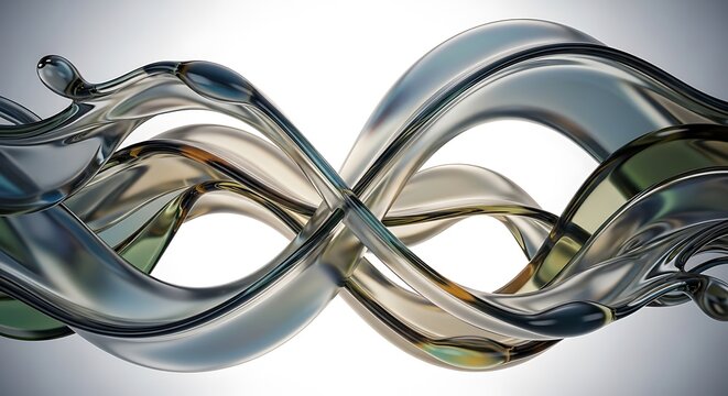 abstract glass sculpture with intricate loops and reflective surfaces
