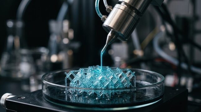 3d bioprinting process of a scaffold structure in a laboratory setting