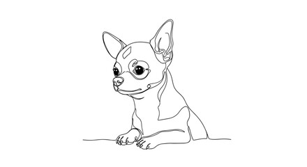 Fototapeta premium Chihuahua dog portrait line drawing on minimalist gray background