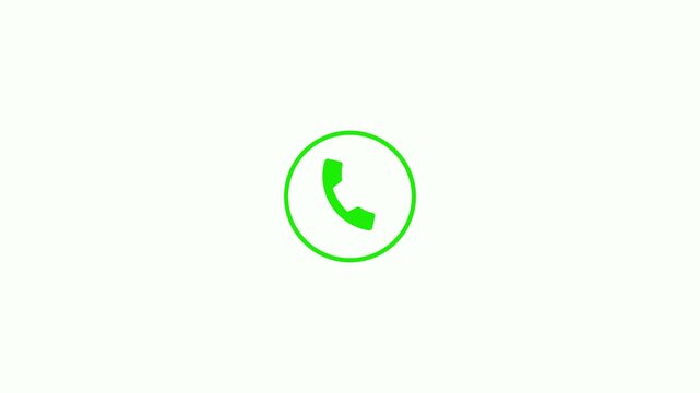 A bright green telephone handset icon centered on a plain white background