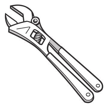 Adjustable monkey wrench tool illustration isolated on white background with adjustable hardware handtool maintenance equipment mechanical industry craftsman construction engineering