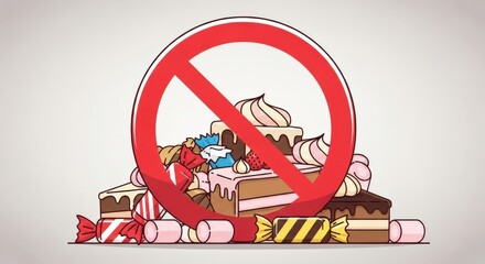Obraz premium No Sugar Sign with Cakes and Sweets