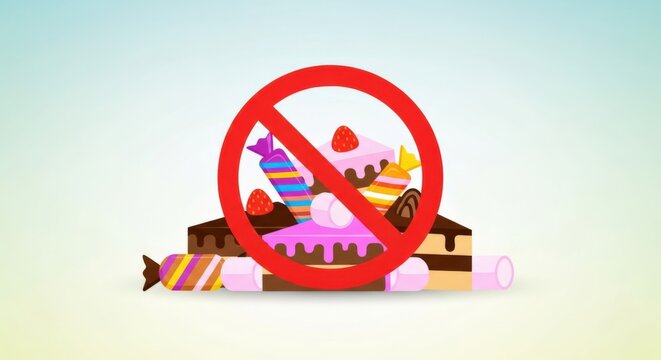 No Sugar Sweets and Candy Prohibition Sign