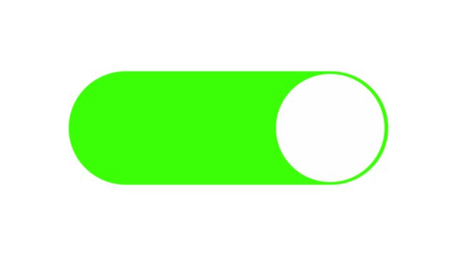 A bright green toggle switch in the on position against a white background