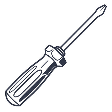 Phillips head screwdriver hand tool line art icon with screwdriver phillips equipment construction hardware maintenance industrial craftsman improvement technical engineer mechanic