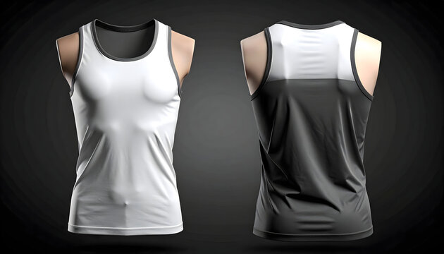 
Blank cotton white t-shirt on a mannequin template for casual fashion design featuring front and back views of a short sleeve textile garment