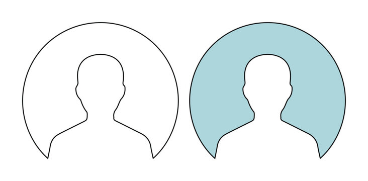 User profile avatar icon set, modern vector illustration for social media and web design. Minimalist account symbol, blank user placeholder, and filled blue profile picture for digital