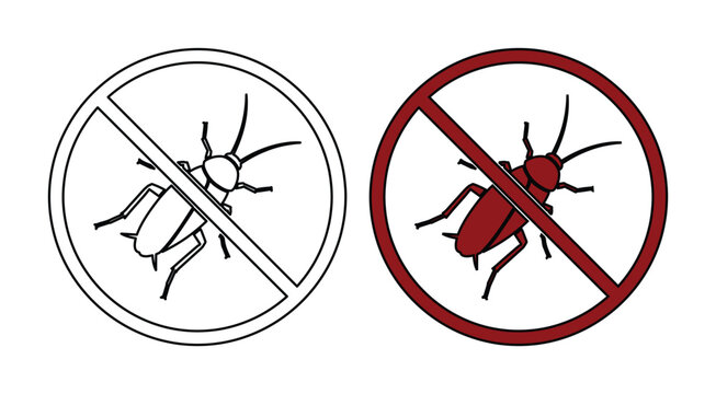 No pests allowed, a clear and concise vector icon for pest control and insecticide warnings. Prohibited insects, a graphic symbol for hygiene and cleanliness