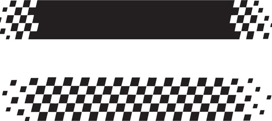 Fototapeta premium Black and white checkered flag graphic elements abstract racing banners for sports design isolated on white background