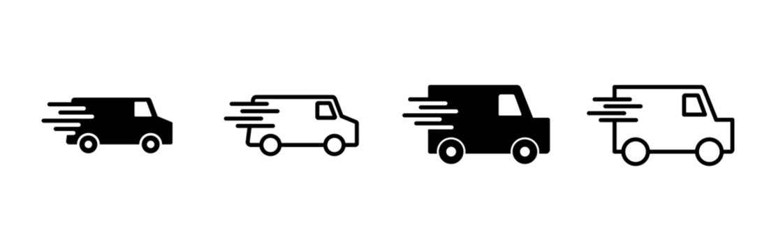 Fast shipping delivery truck icon set. Delivery truck icon. fast delivery icon