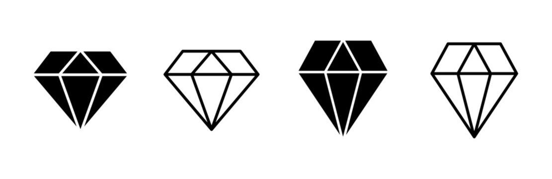 Diamond icon set. diamond gems vector icon.