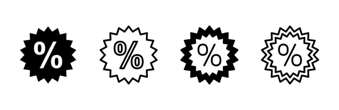 Discount icon set. Discount tag icon.