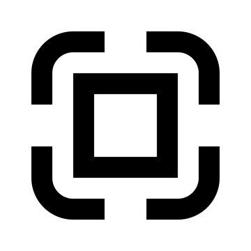 Rounded corner icon in sharp bold line style for interface and graphic tools. Perfect for adjusting radius and corner shapes in layout design, apps, and visual editing workflows.
