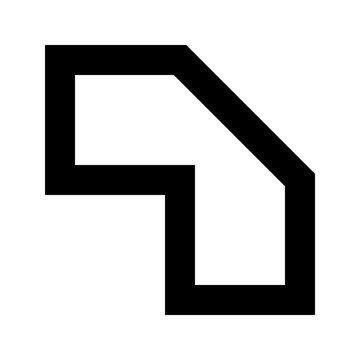 Bevel corner icon in sharp bold line style for UI and vector design. Perfect for representing angled joints, trimming edges, or defining structural paths in software, layout, or graphic tools.