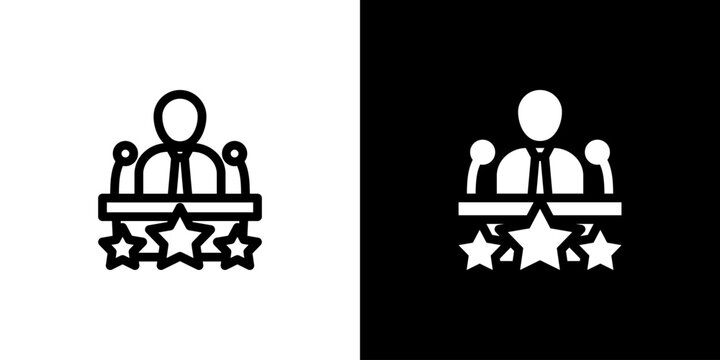 Guest Speaker Podium icon concept with flat Black White Background. Vector illustration.