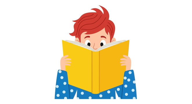 World Book Day Concept Featuring a Funny Reader Hiding Behind a Book Isolated